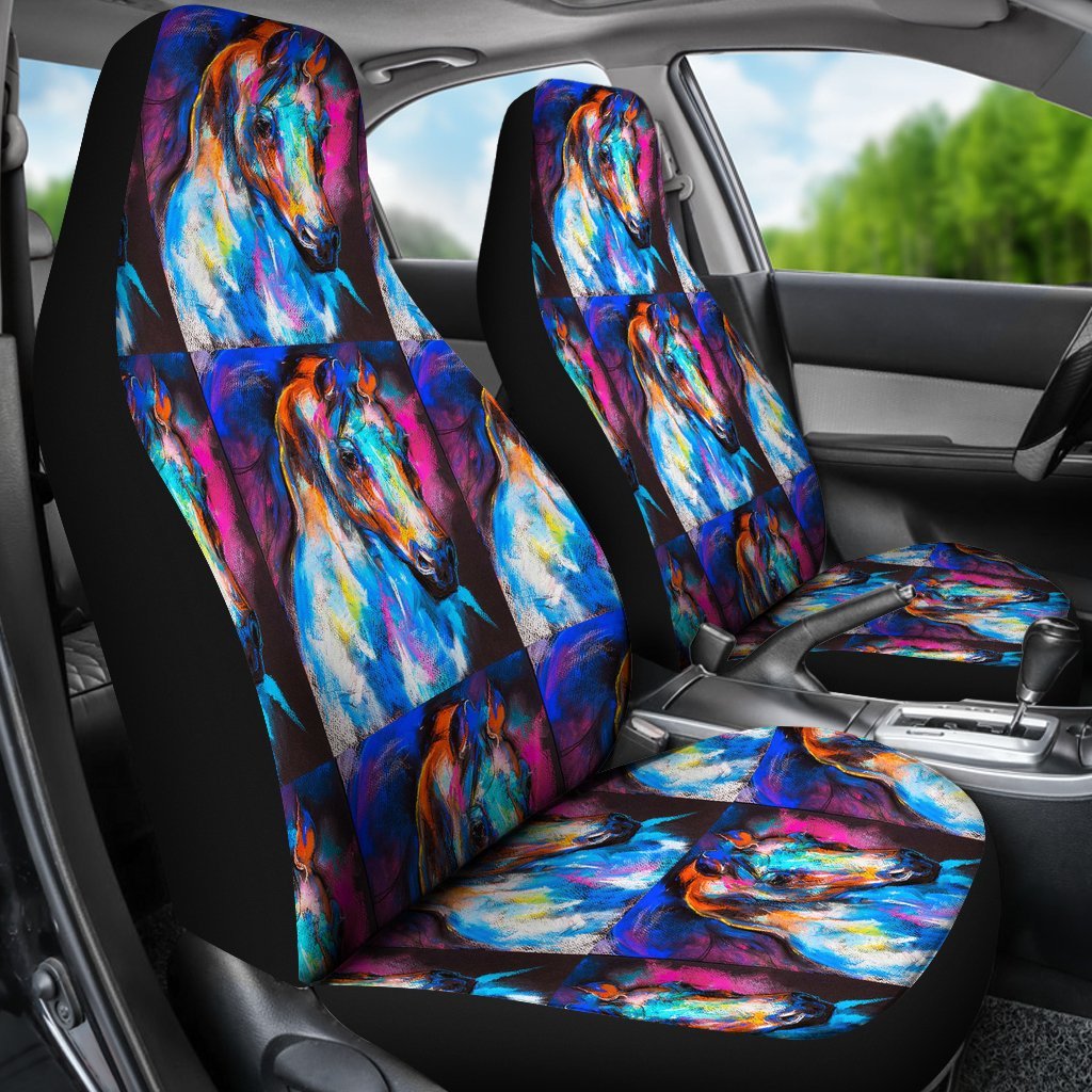Horse Portrait Pattern Print Universal Fit Car Seat Cover-grizzshop