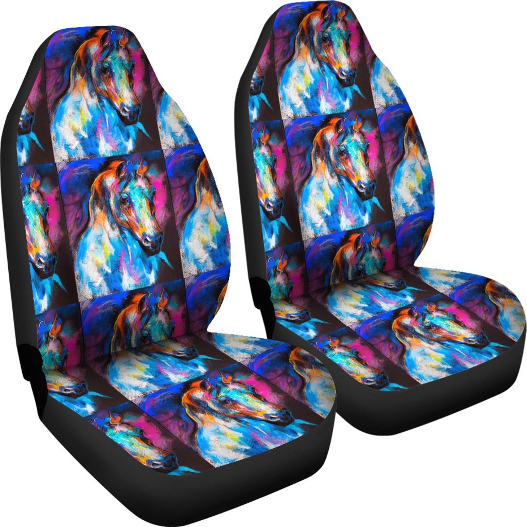 Horse Portrait Pattern Print Universal Fit Car Seat Cover-grizzshop
