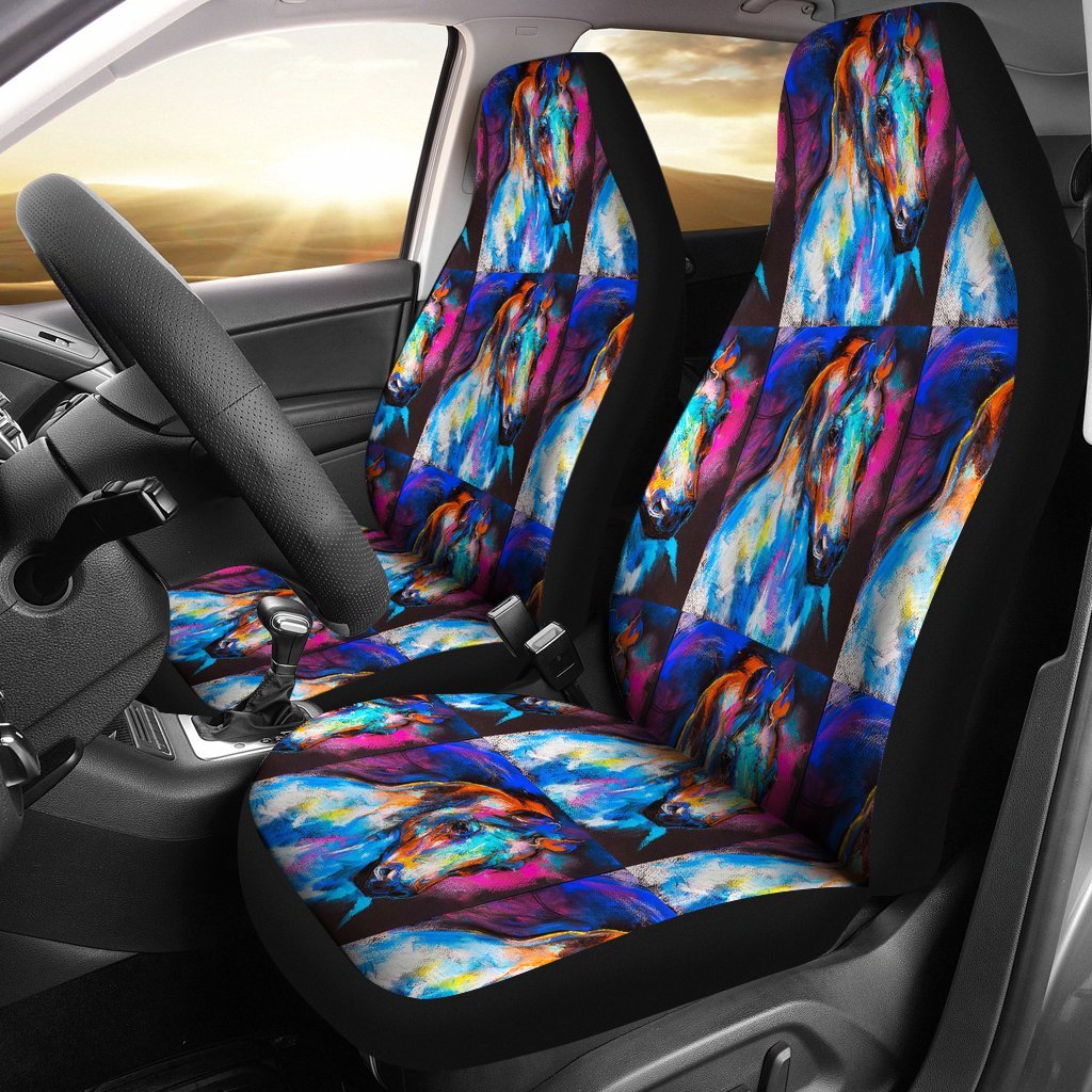 Horse Portrait Pattern Print Universal Fit Car Seat Cover-grizzshop