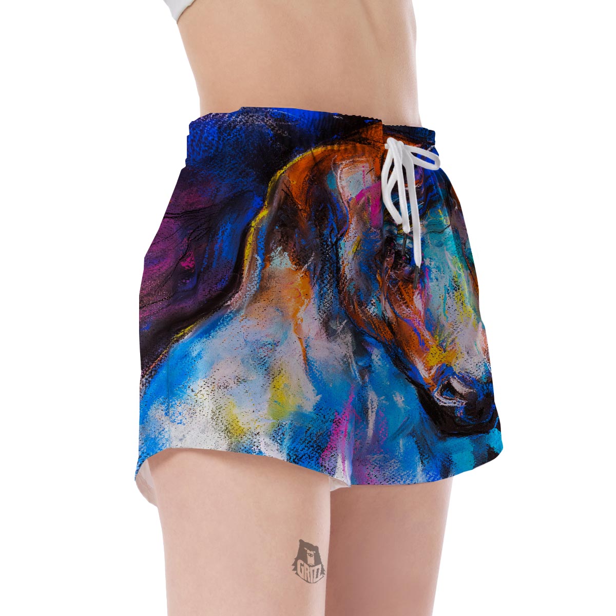 Horse Portrait Pattern Print Women's Shorts-grizzshop