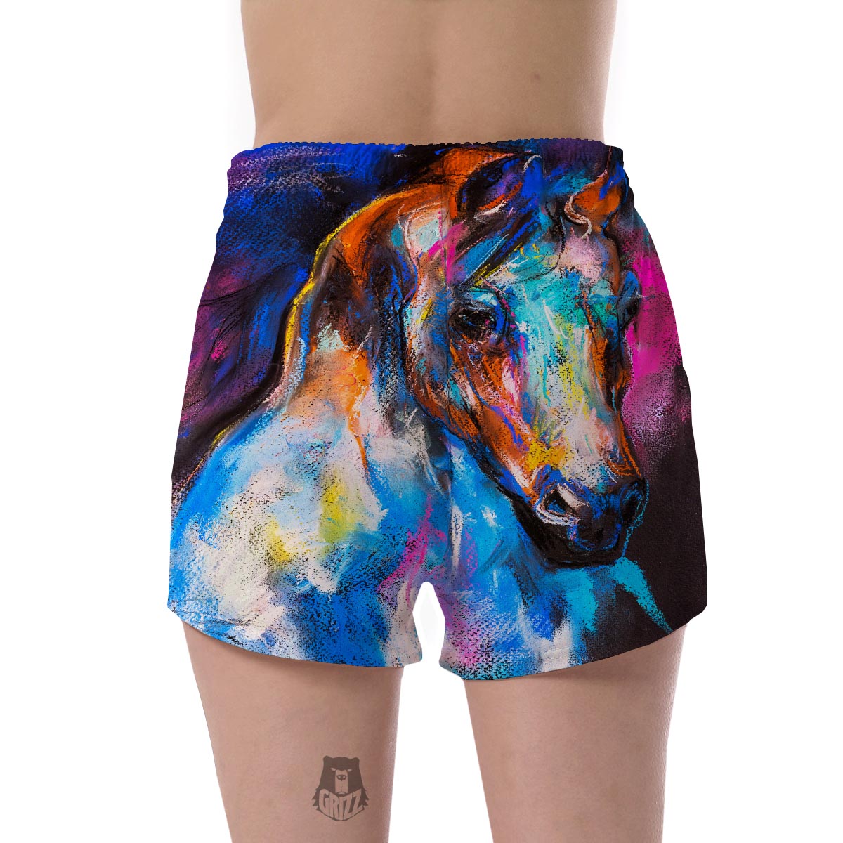 Horse Portrait Pattern Print Women's Shorts-grizzshop