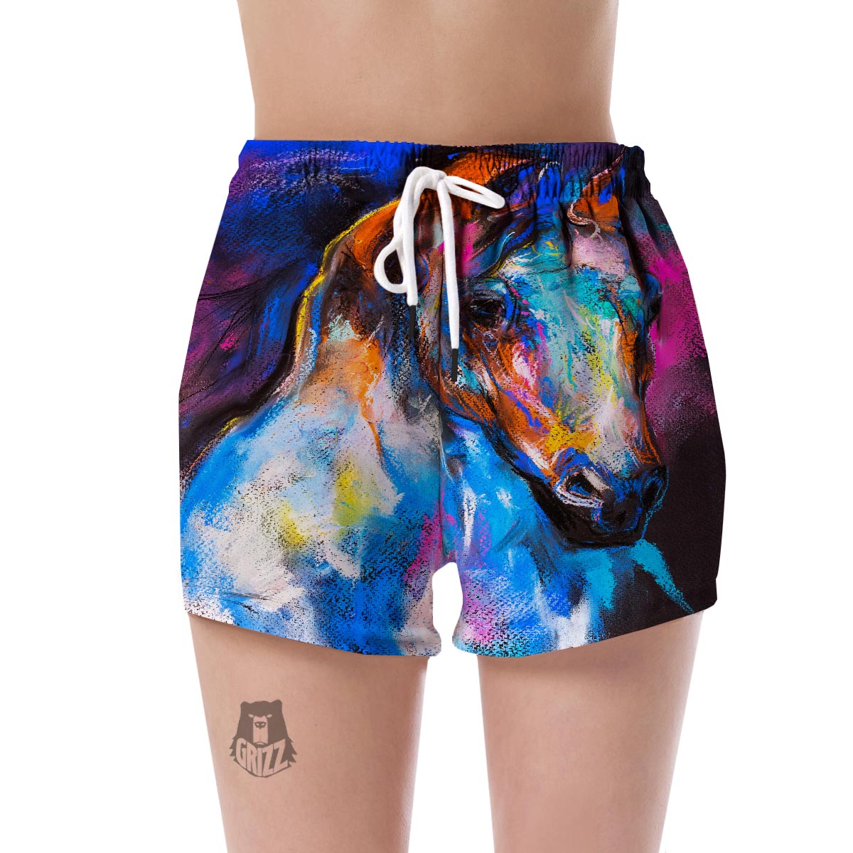 Horse Portrait Pattern Print Women's Shorts-grizzshop