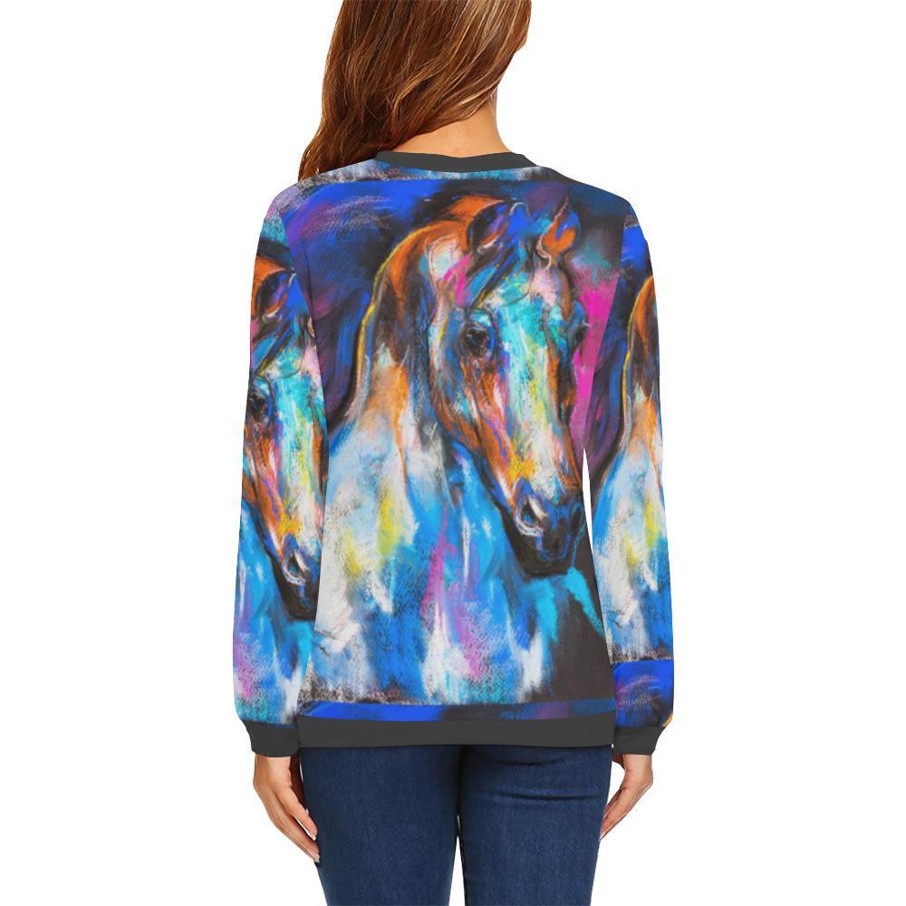 Horse Portrait Pattern Print Women's Sweatshirt-grizzshop