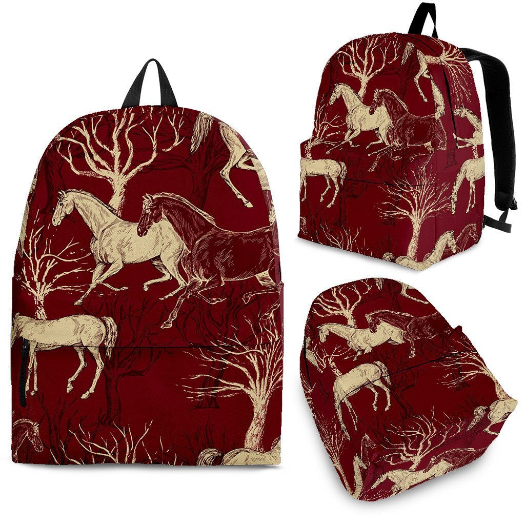 Horse Print Pattern Backpack-grizzshop