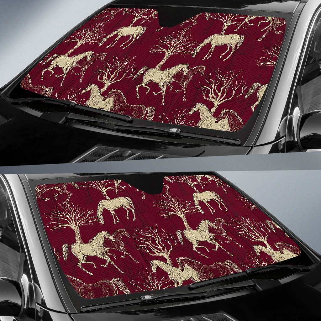 Horse Print Pattern Car Sun Shade-grizzshop