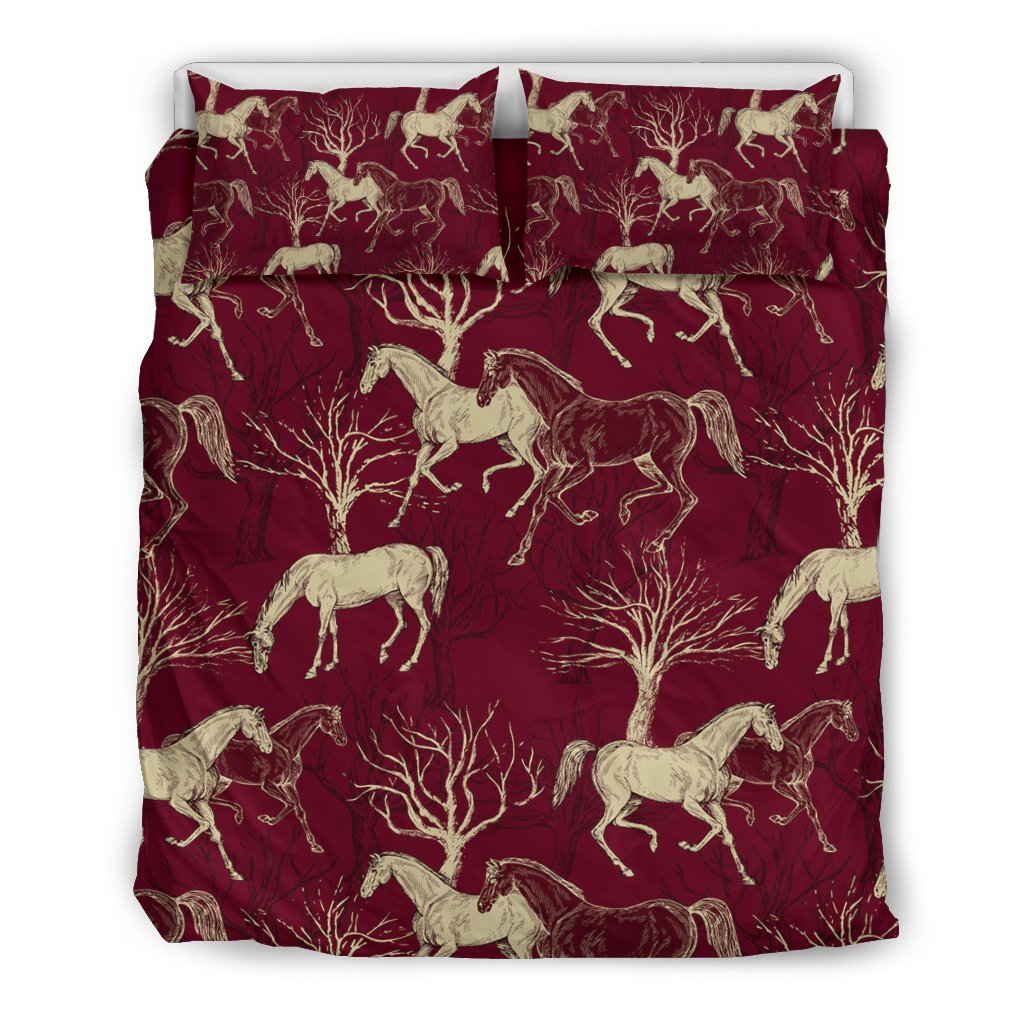 Horse Print Pattern Duvet Cover Bedding Set-grizzshop