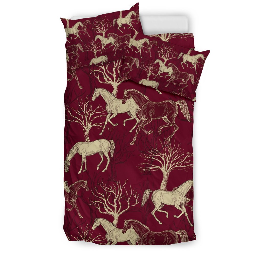Horse Print Pattern Duvet Cover Bedding Set-grizzshop