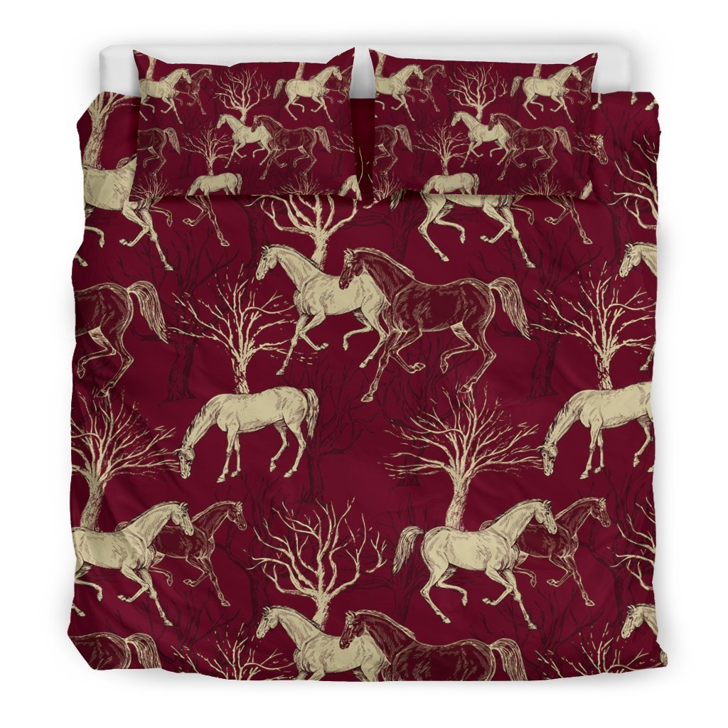 Horse Print Pattern Duvet Cover Bedding Set-grizzshop