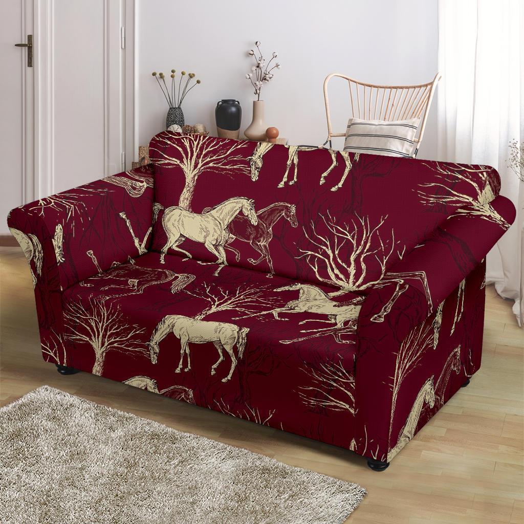 Horse Print Pattern Loveseat Cover-grizzshop