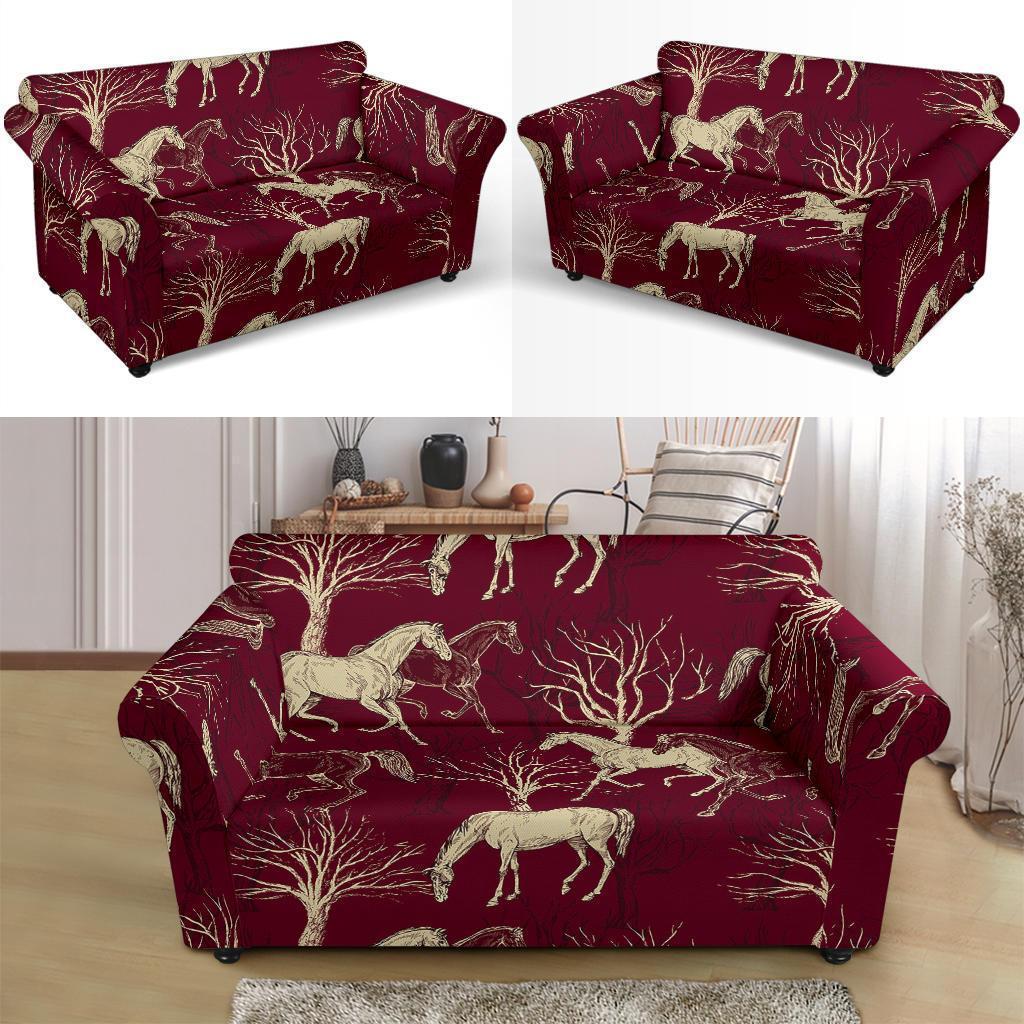 Horse Print Pattern Loveseat Cover-grizzshop