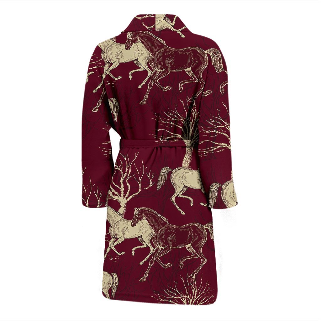 Horse Print Pattern Men Long Robe-grizzshop