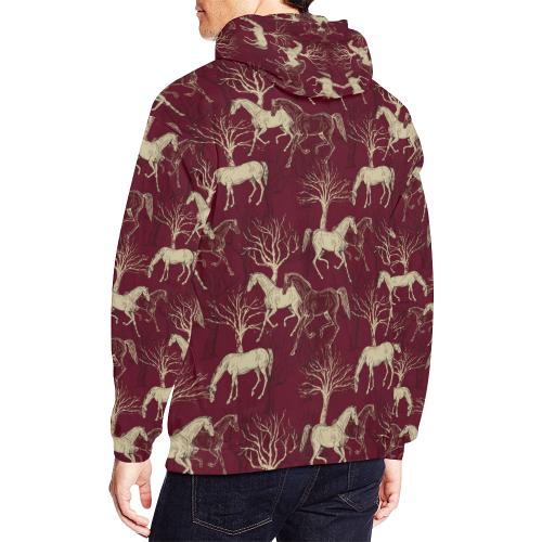 Horse Print Pattern Men Pullover Hoodie-grizzshop