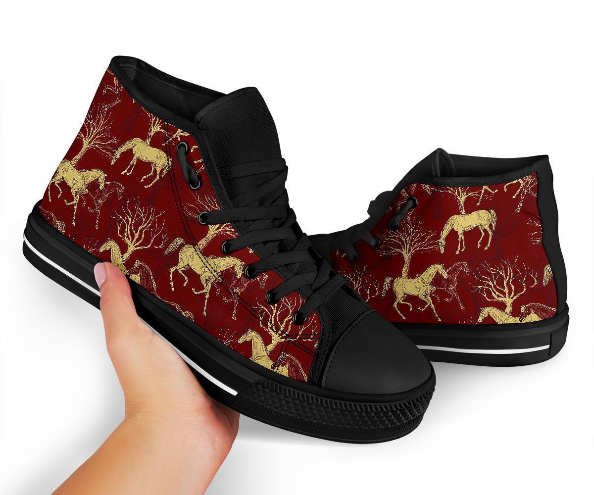 Horse Print Pattern Men Women's High Top Shoes-grizzshop