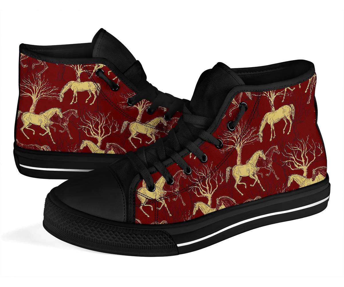 Horse Print Pattern Men Women's High Top Shoes-grizzshop