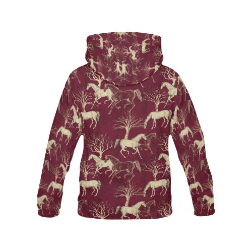 Horse Print Pattern Women Pullover Hoodie-grizzshop