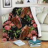 Horse Rose Pattern Print Blanket-grizzshop