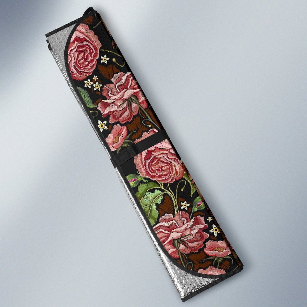 Horse Rose Pattern Print Car Sun Shade-grizzshop