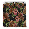 Horse Rose Pattern Print Duvet Cover Bedding Set-grizzshop