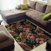 Horse Rose Pattern Print Floor Mat-grizzshop