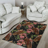 Horse Rose Pattern Print Floor Mat-grizzshop