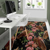 Horse Rose Pattern Print Floor Mat-grizzshop