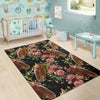 Horse Rose Pattern Print Floor Mat-grizzshop