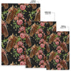 Horse Rose Pattern Print Floor Mat-grizzshop