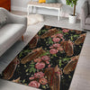 Horse Rose Pattern Print Floor Mat-grizzshop