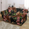 Horse Rose Pattern Print Loveseat Cover-grizzshop