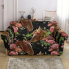 Horse Rose Pattern Print Loveseat Cover-grizzshop