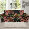 Horse Rose Pattern Print Sofa Covers-grizzshop