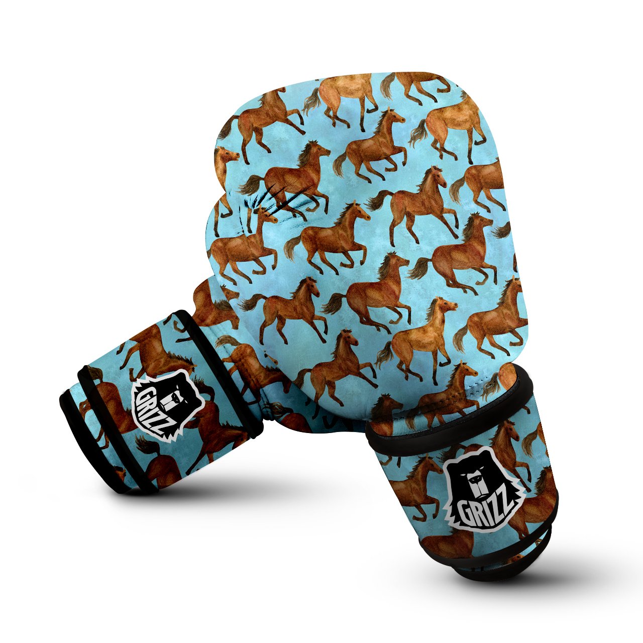 Horse Watercolor Print Pattern Boxing Gloves-grizzshop
