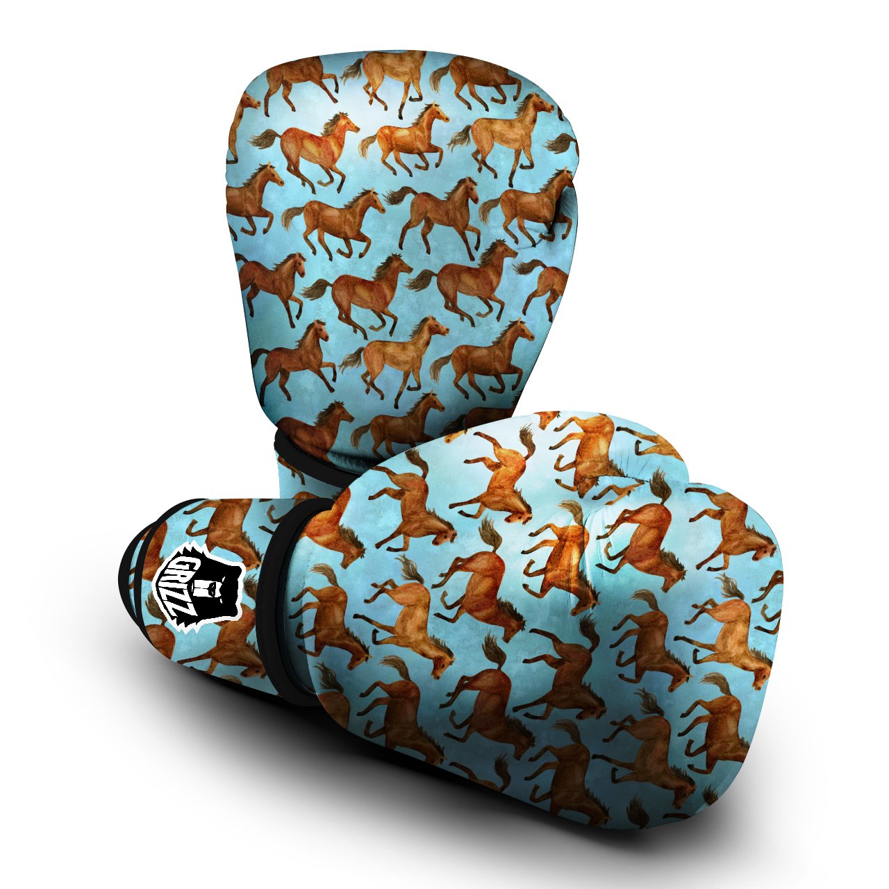 Horse Watercolor Print Pattern Boxing Gloves-grizzshop