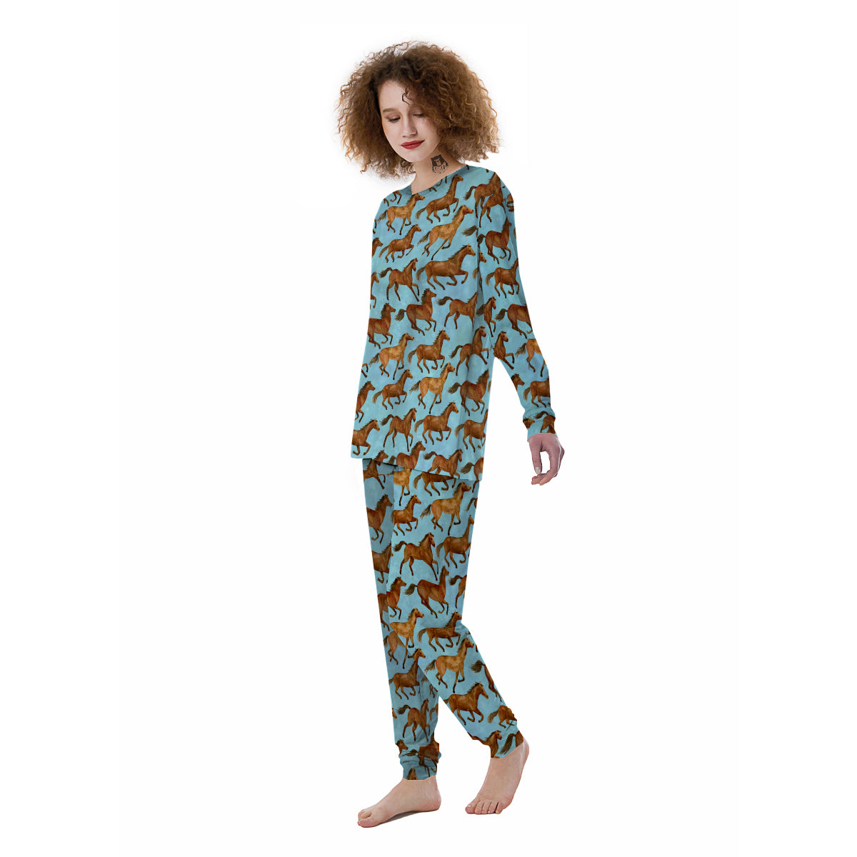 Horse Watercolor Print Pattern Women's Pajamas-grizzshop