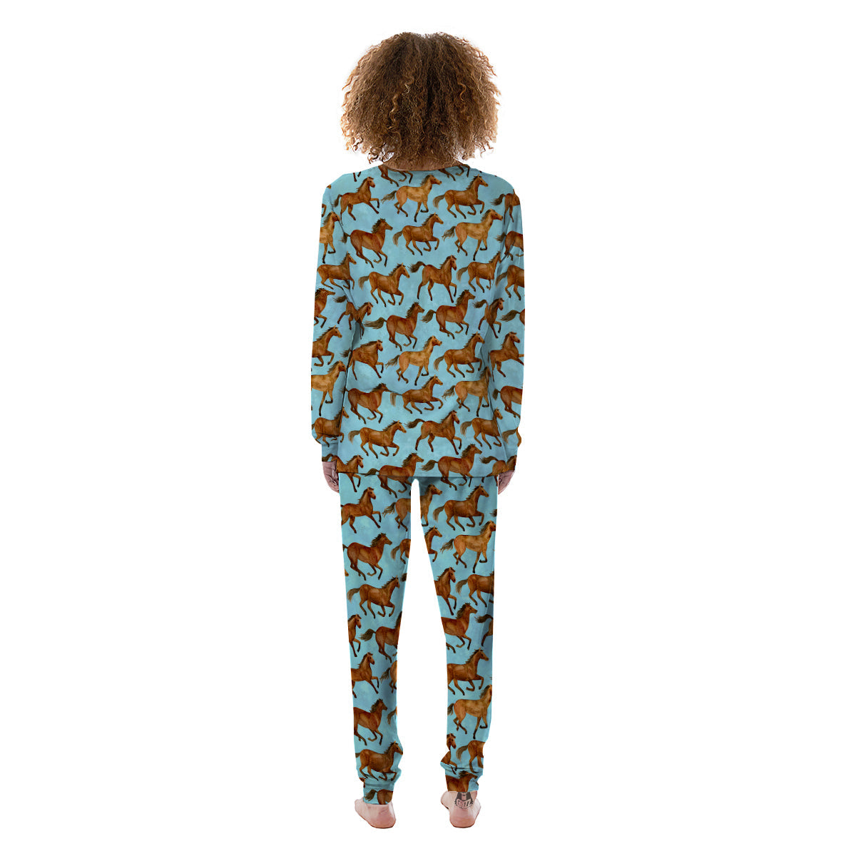 Horse Watercolor Print Pattern Women's Pajamas-grizzshop