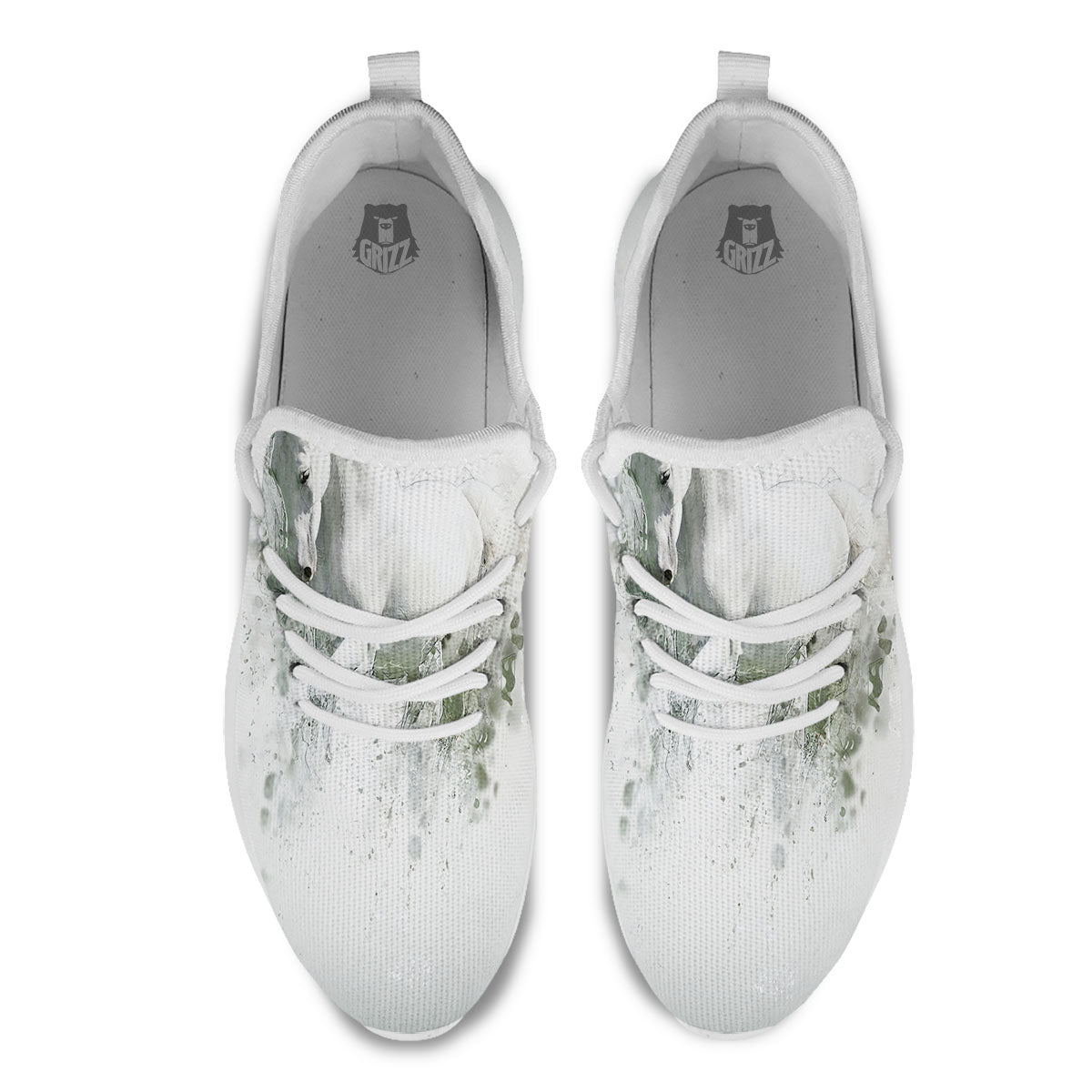 Horse White Stallion Print White Athletic Shoes-grizzshop