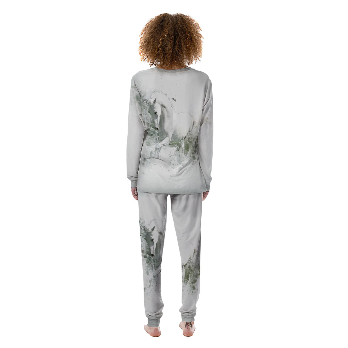 Horse White Stallion Print Women's Pajamas-grizzshop