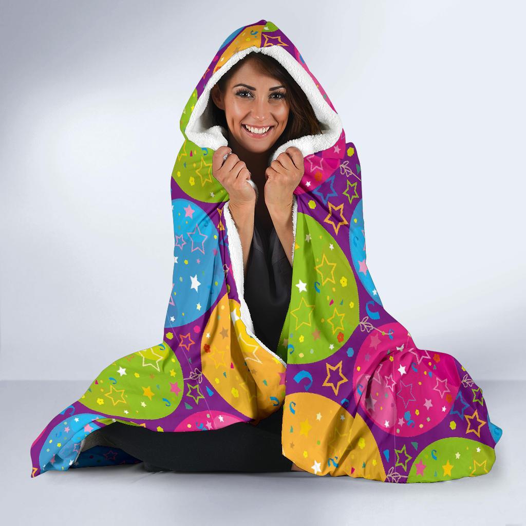Hot Air Balloon Colorful Pattern Print Hooded Blanket-grizzshop