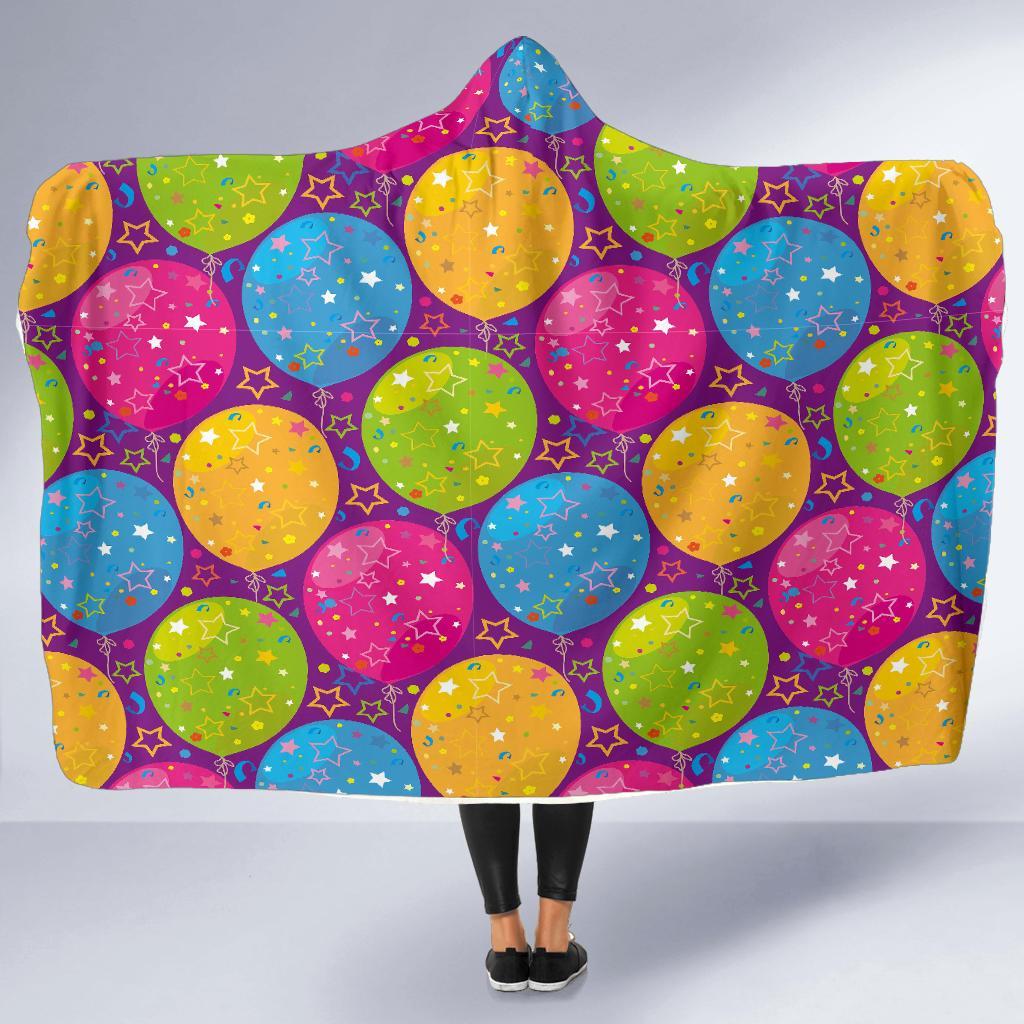 Hot Air Balloon Colorful Pattern Print Hooded Blanket-grizzshop