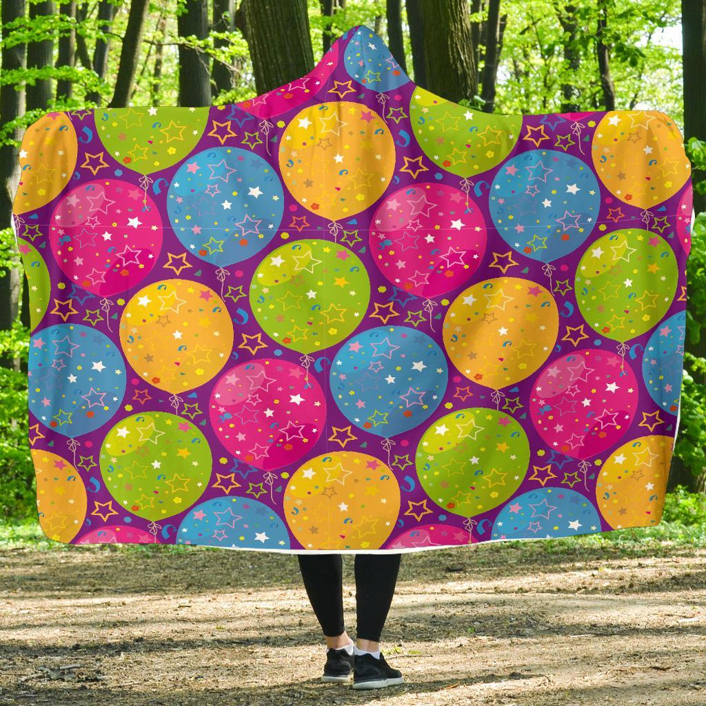 Hot Air Balloon Colorful Pattern Print Hooded Blanket-grizzshop