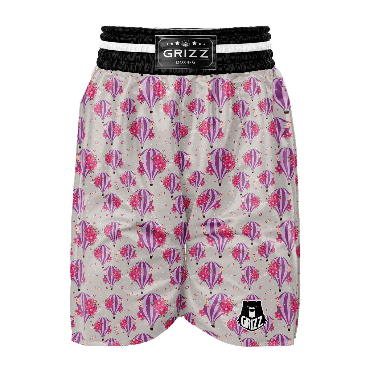 Hot Air Balloon Floral Print Pattern Boxing Shorts-grizzshop
