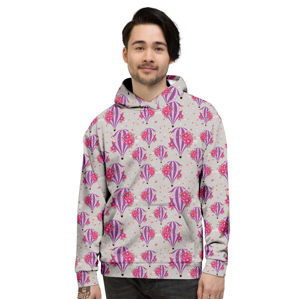 Hot Air Balloon Floral Print Pattern Men's Hoodie-grizzshop