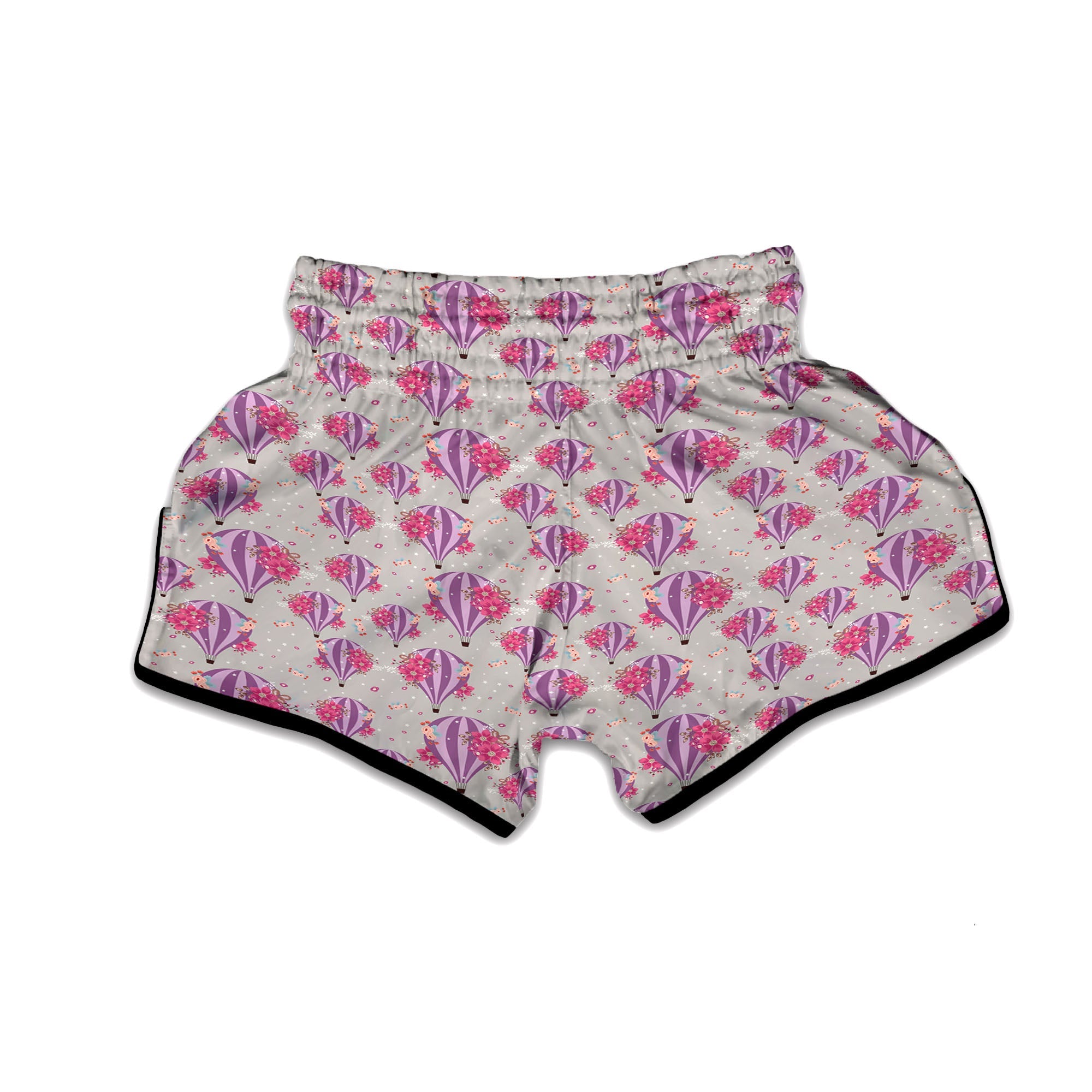 Hot Air Balloon Floral Print Pattern Muay Thai Boxing Shorts-grizzshop