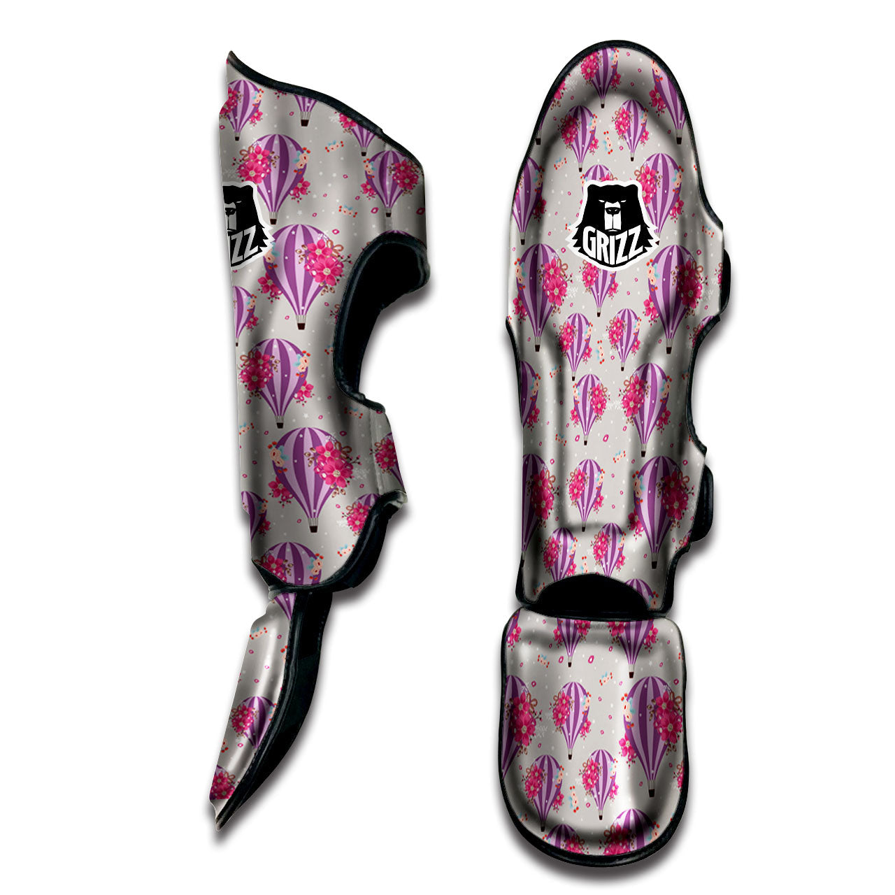 Hot Air Balloon Floral Print Pattern Muay Thai Shin Guards-grizzshop