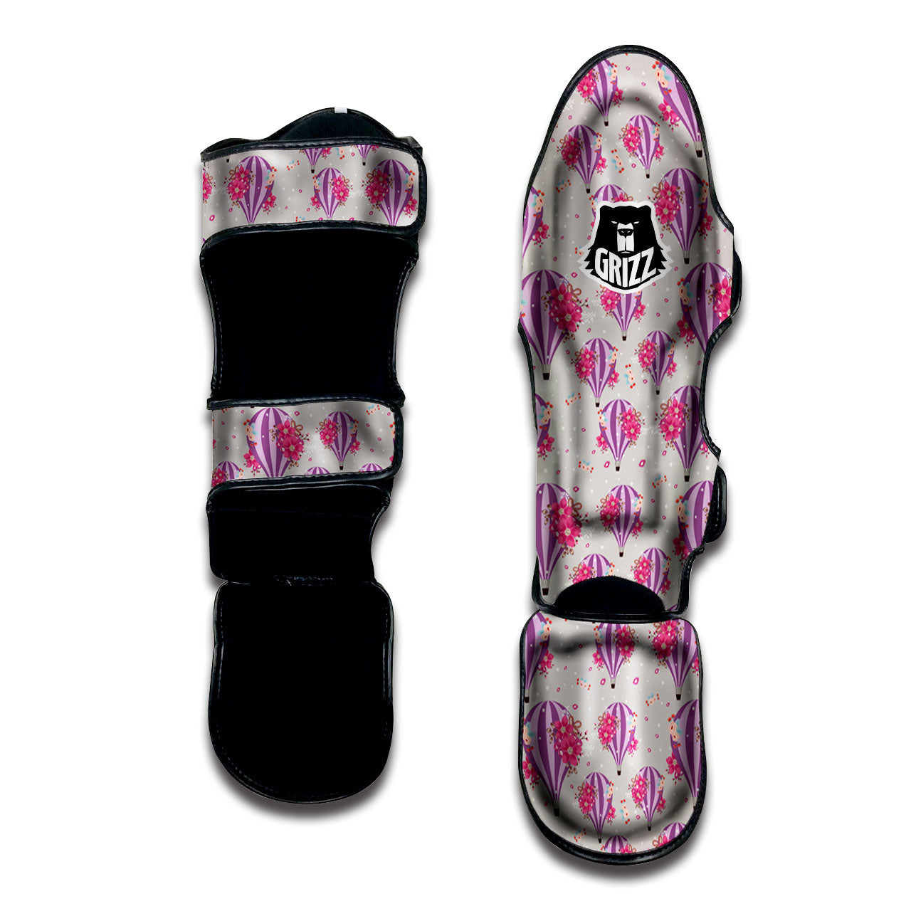 Hot Air Balloon Floral Print Pattern Muay Thai Shin Guards-grizzshop