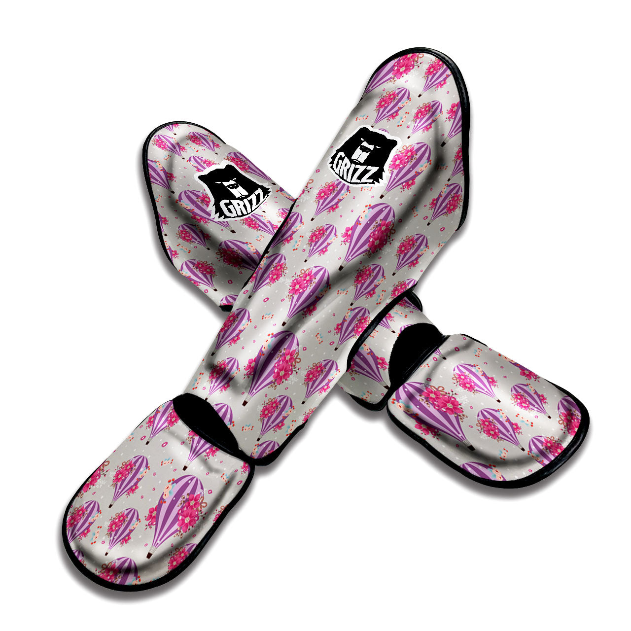 Hot Air Balloon Floral Print Pattern Muay Thai Shin Guards-grizzshop
