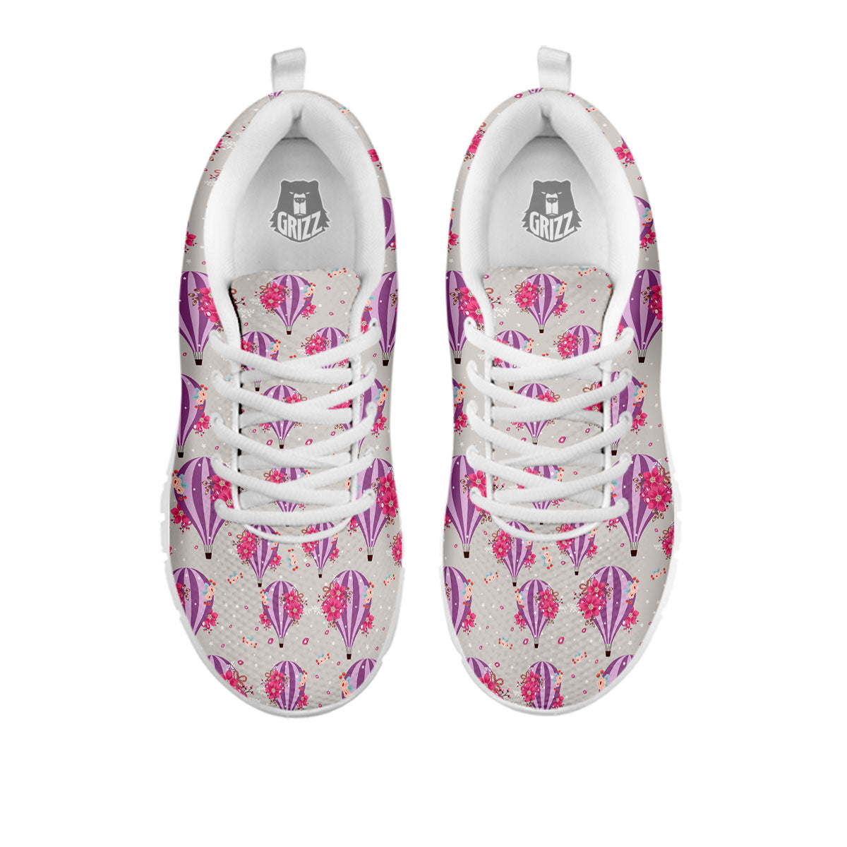 Hot Air Balloon Floral Print Pattern White Sneaker-grizzshop