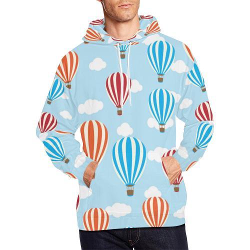 Hot Air Cloud Balloon Pattern Print Men Pullover Hoodie-grizzshop