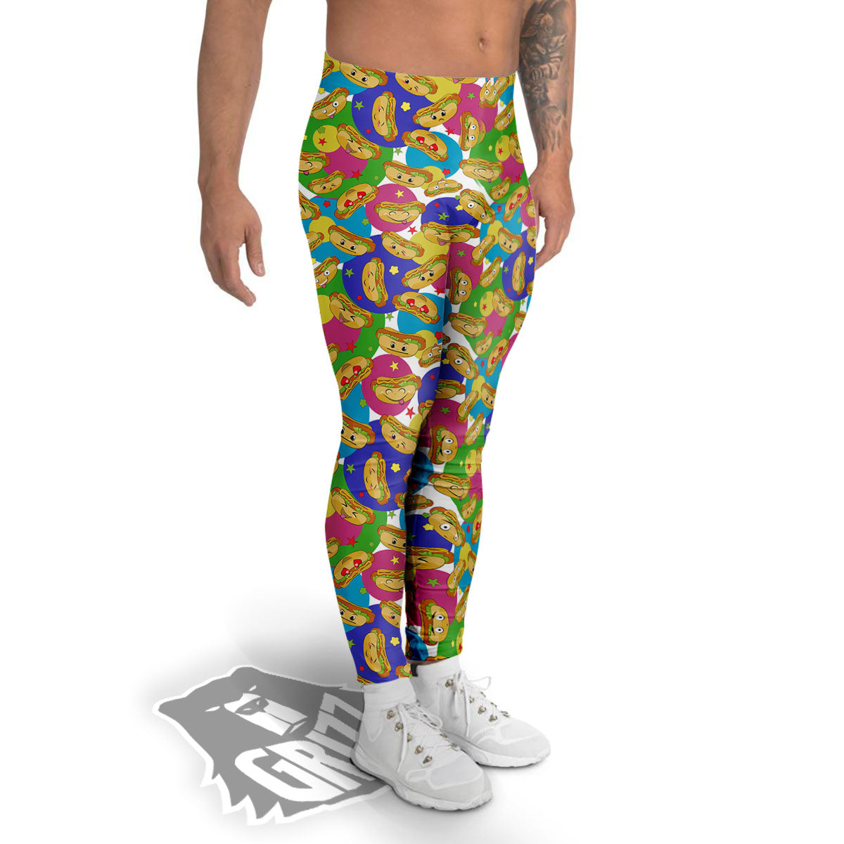 Hot Dog Colorful Print Pattern Men's Leggings-grizzshop