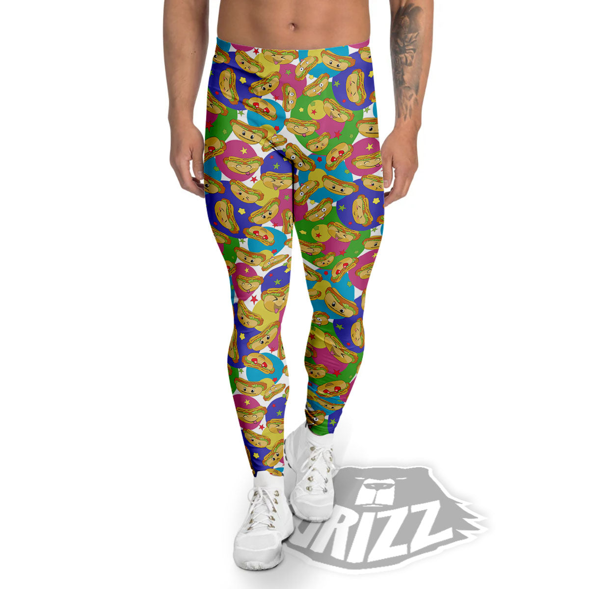 Hot Dog Colorful Print Pattern Men's Leggings-grizzshop